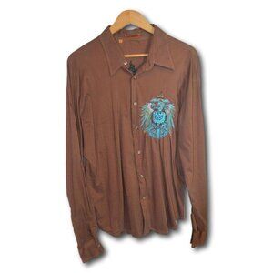 Apricotree Mens Brown Emboided Shirt Size: 3XL